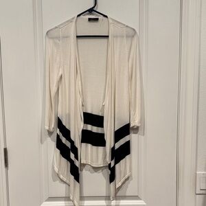 Chic White and Navy Blue Women's Cardigan